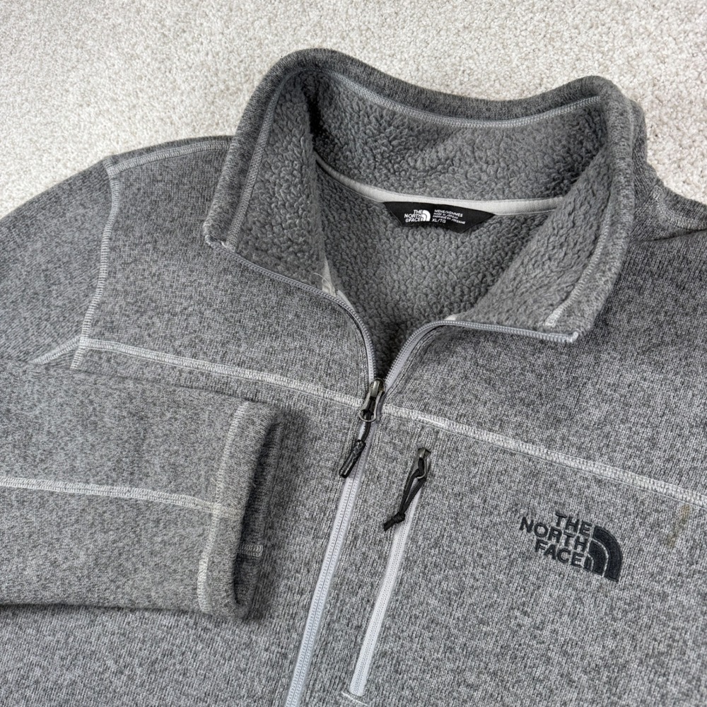 The North Face Fleece Pullover Mens XL Gray Gordon Lyons Quarter Zip Sweater